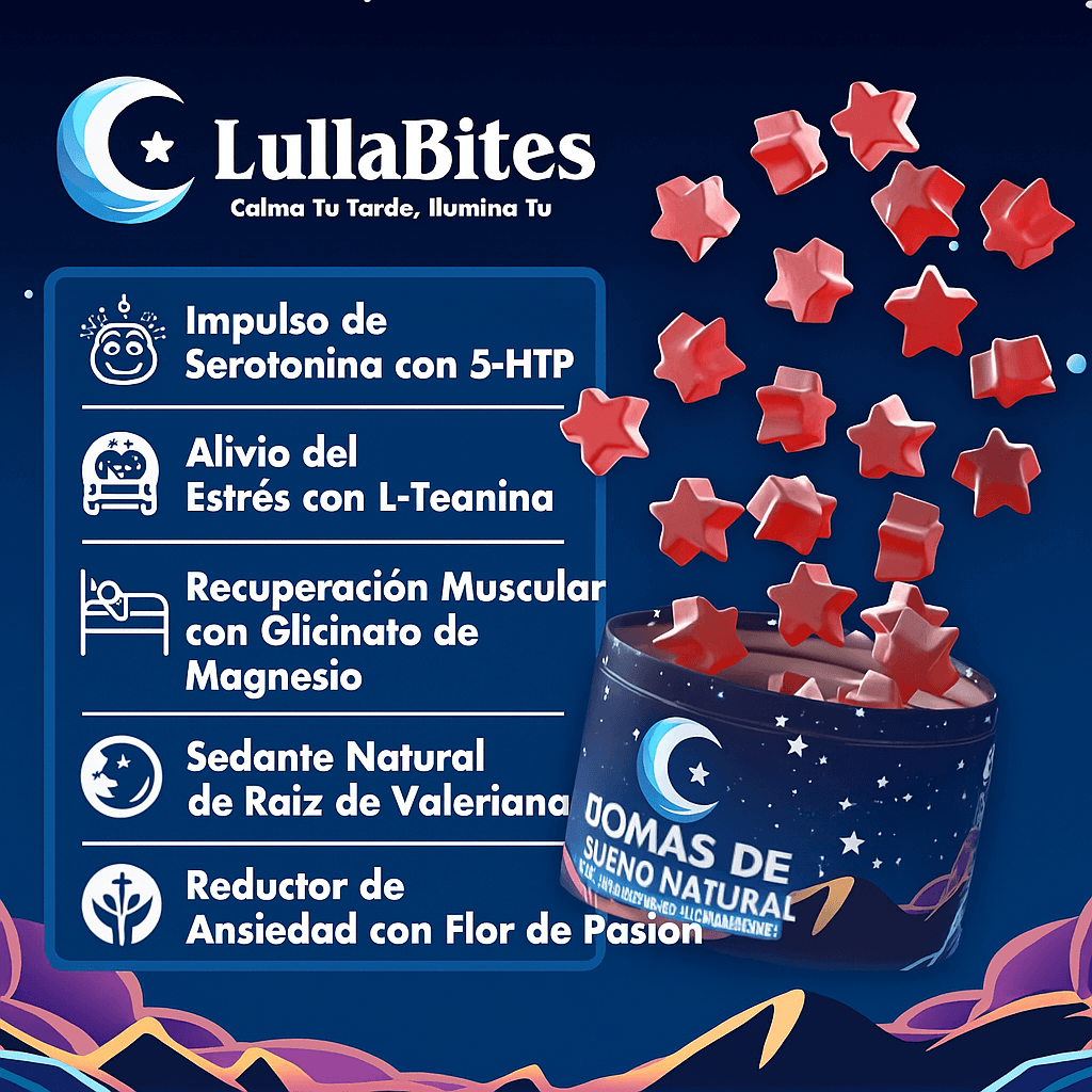 🍓 GOMITAS LullaBites® – Sueño Natural y Reparador sin Melatonina